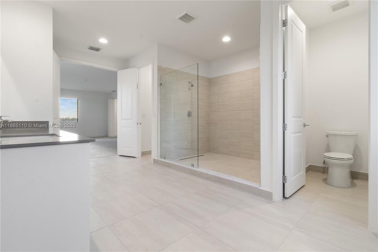 Bathroom, Glass Shower, Interior, Recessed Lighting