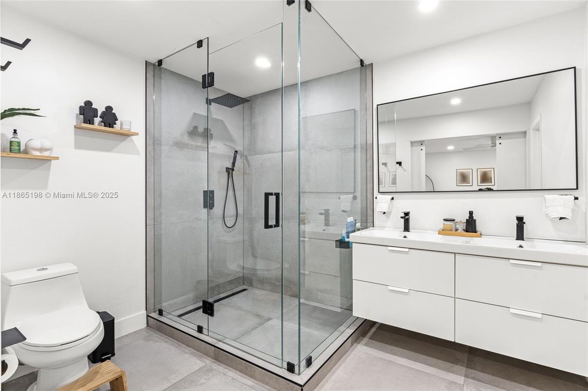 Bathroom, Glass Shower, Interior, Recessed Lighting