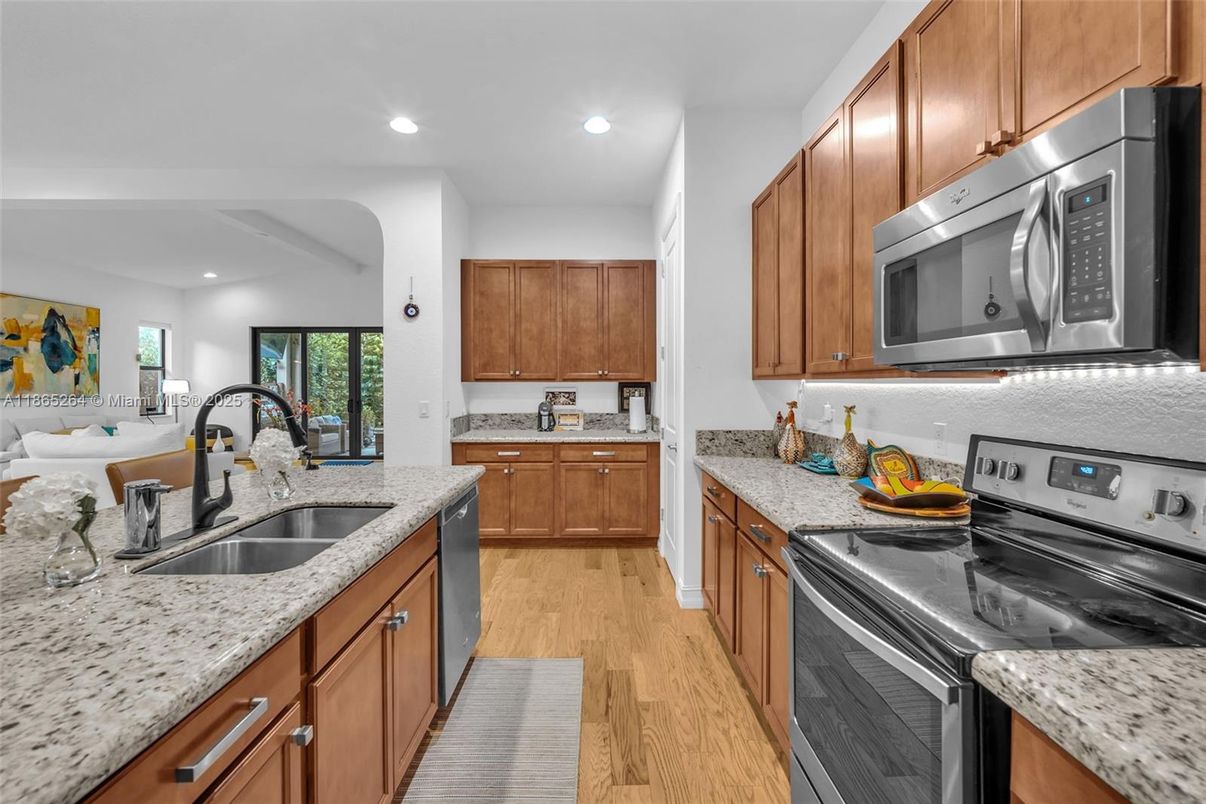 Interior, Kitchen, Recessed Lighting, Wood Texture Flooring