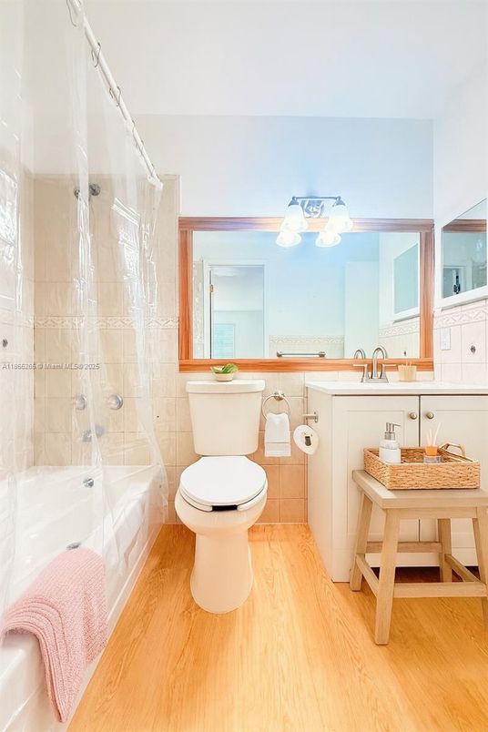 Bathroom, Glass Shower, Interior, Wood Texture Flooring