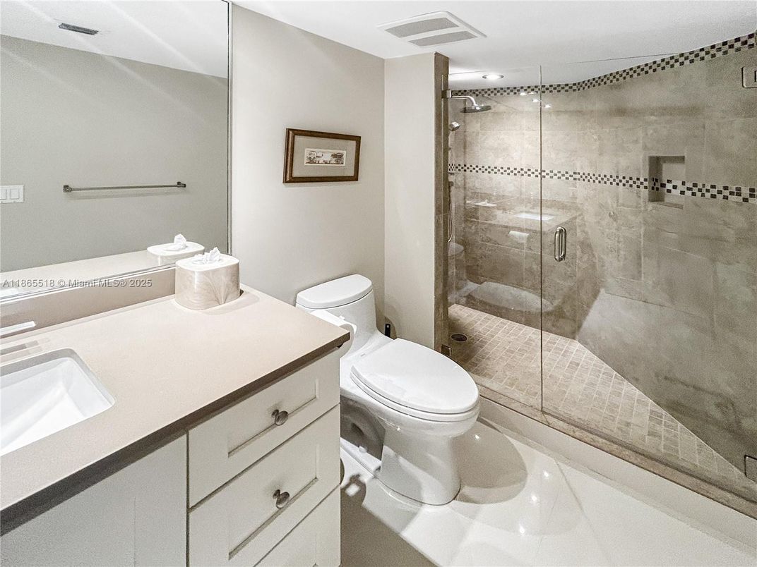 Bathroom, Glass Shower, Interior, Recessed Lighting