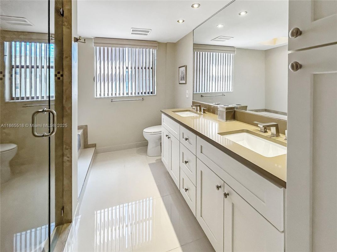 Bathroom, Dual Sink Vanities, Glass Shower, Interior, Recessed Lighting