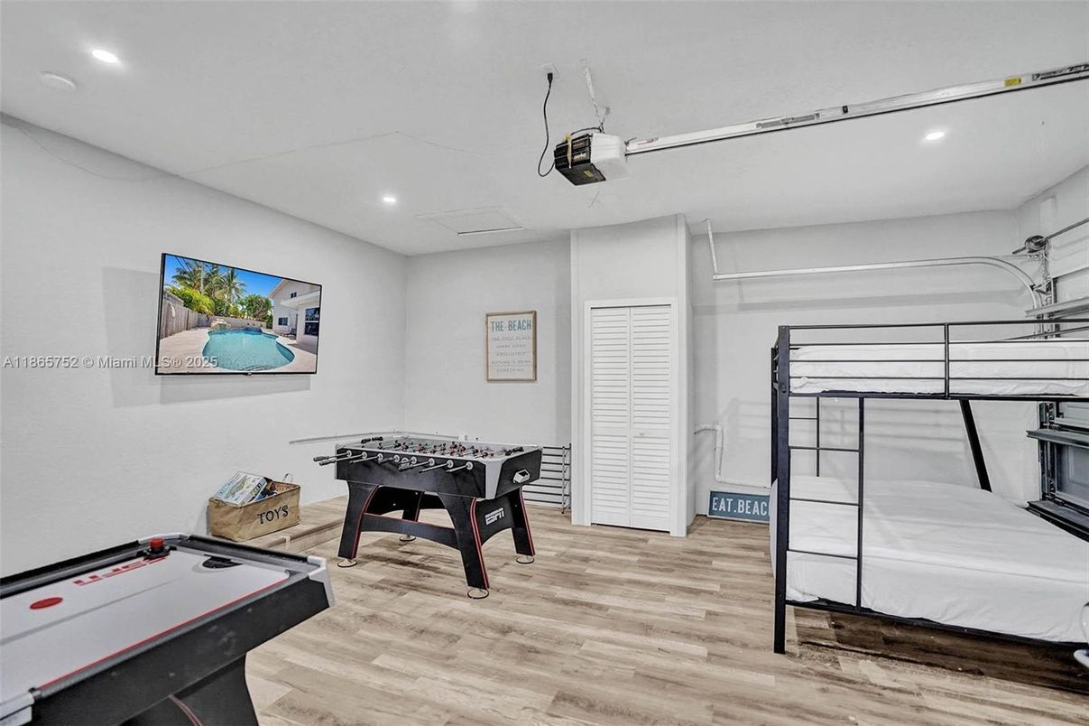 Game Room, Interior, Recessed Lighting, Wood Texture Flooring