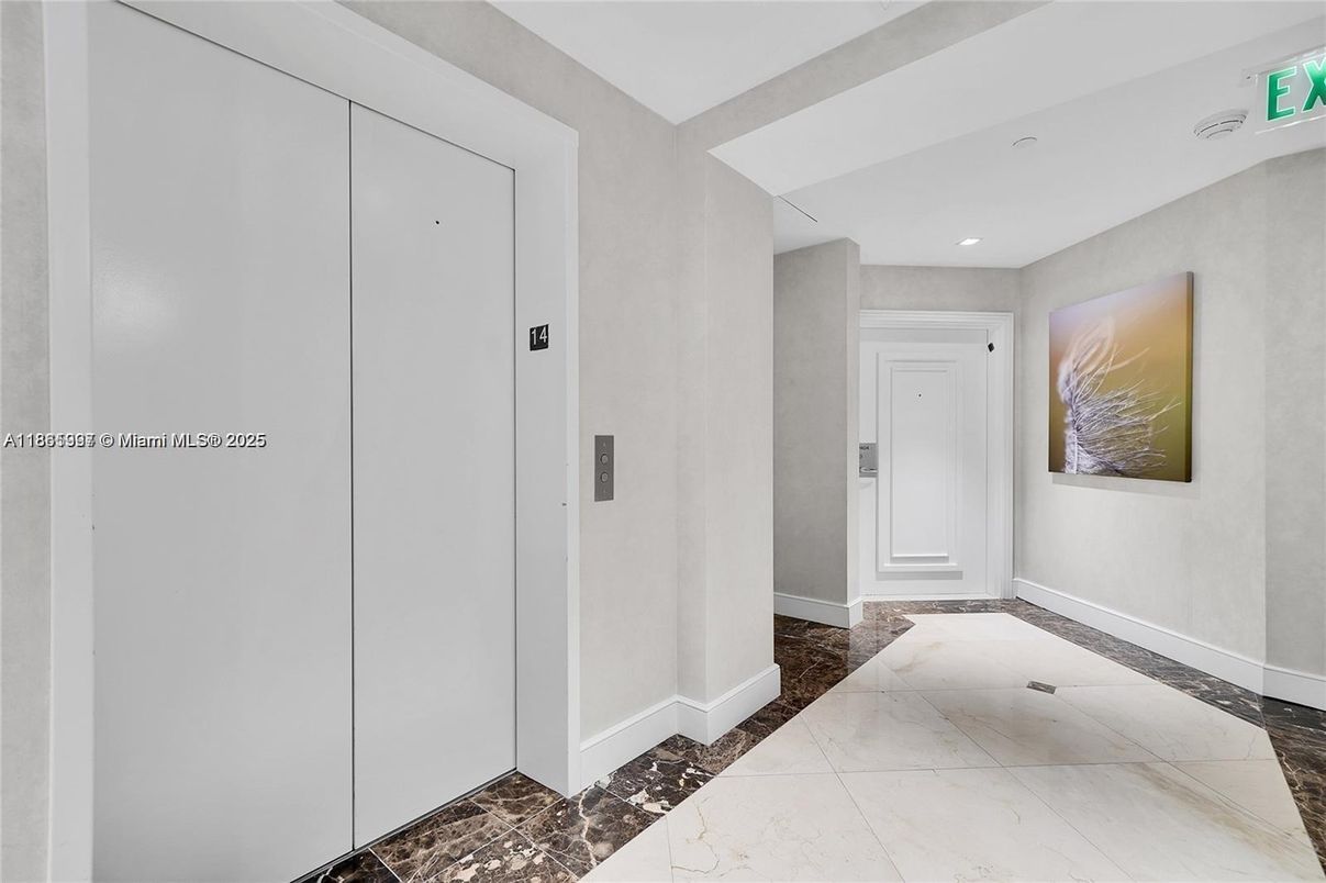 Elevator, Interior, Marble, Recessed Lighting