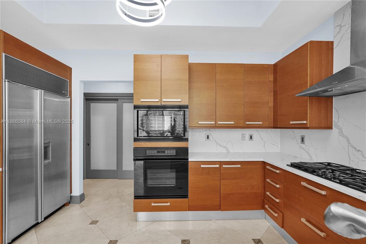 Interior, Kitchen, Marble Walls, Stainless Steel Appliances