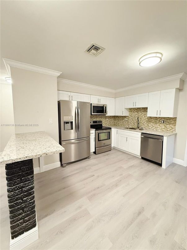 Interior, Kitchen, Stainless Steel Appliances, Wood Texture Flooring