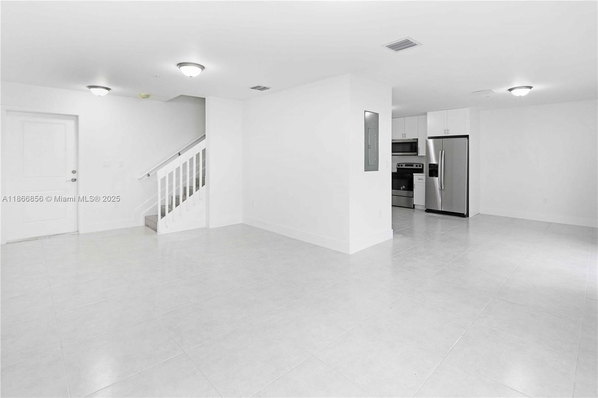 Empty room, Interior, Kitchen, Stainless Steel Appliances