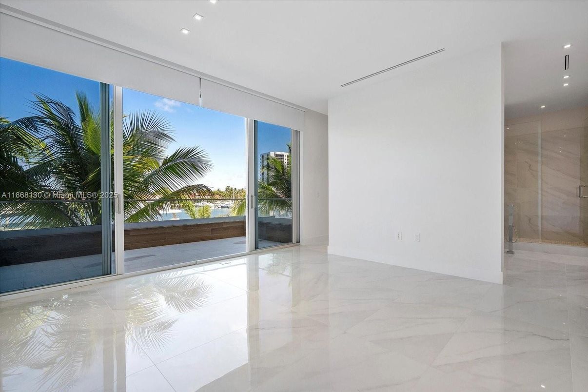 Bathroom, Empty room, Glass Shower, Interior, Marble, Recessed Lighting