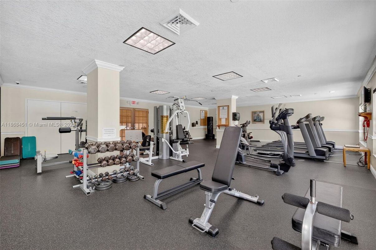 Fitness Equipment, Gym, Interior, Recessed Lighting
