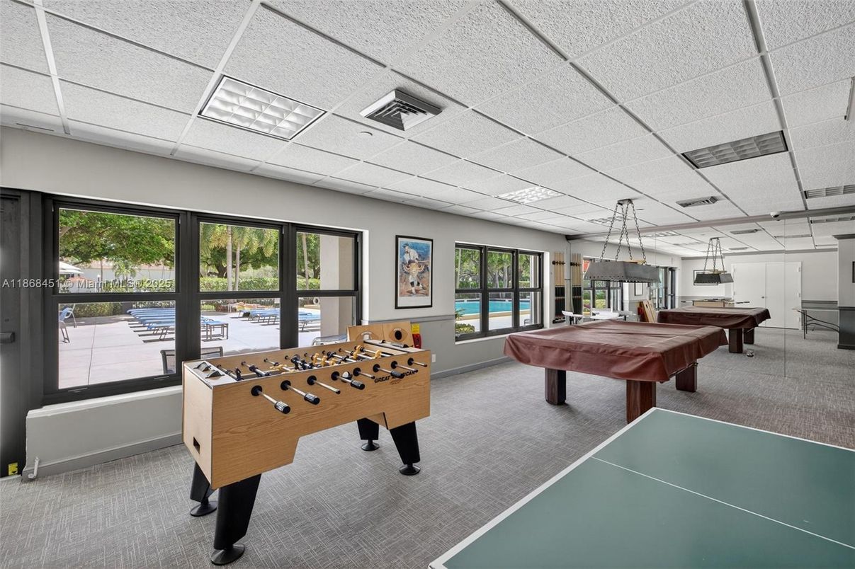 Billiard Table, Game Room, Interior, Pendant Lights