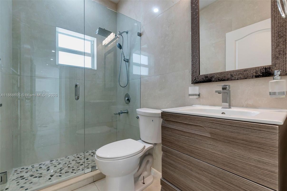Bathroom, Glass Shower, Interior, Recessed Lighting
