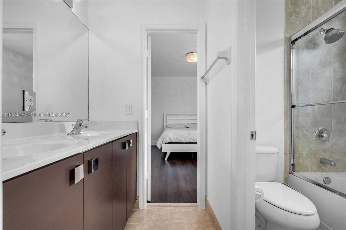 Bathroom, Bedroom, Glass Shower, Interior, Wood Texture Flooring