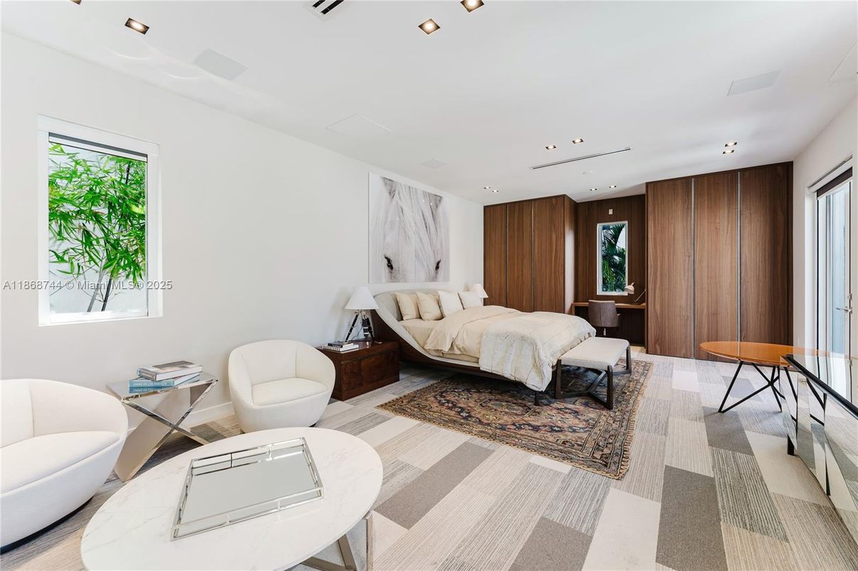 Bedroom, Interior, Recessed Lighting, Wooden Walls