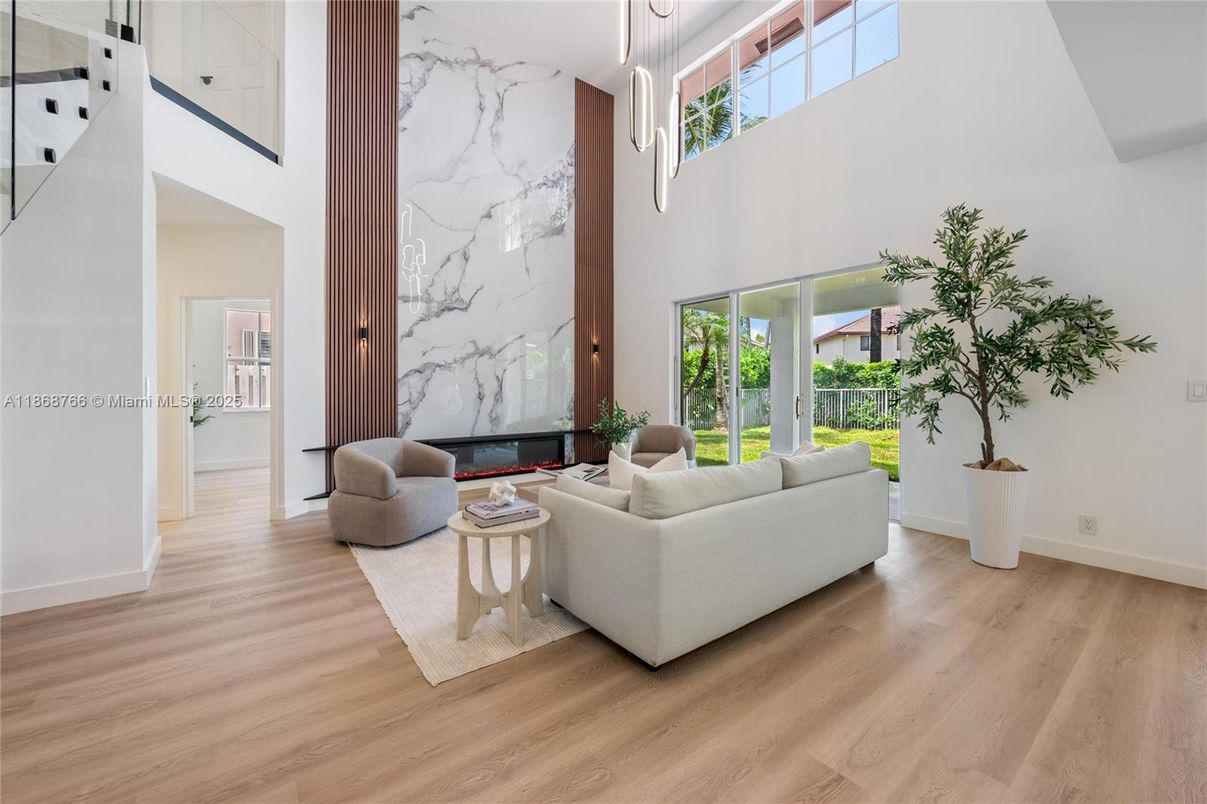 Interior, Living room, Marble Walls, Wood Texture Flooring