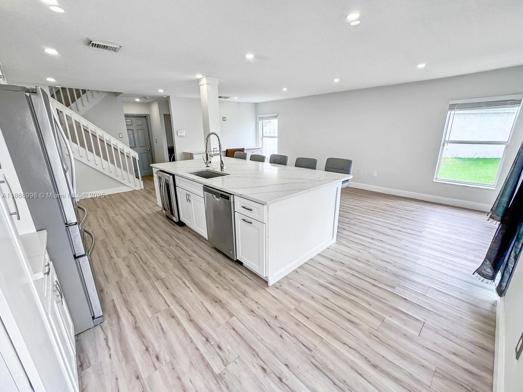 Interior, Kitchen, Recessed Lighting, Wood Texture Flooring