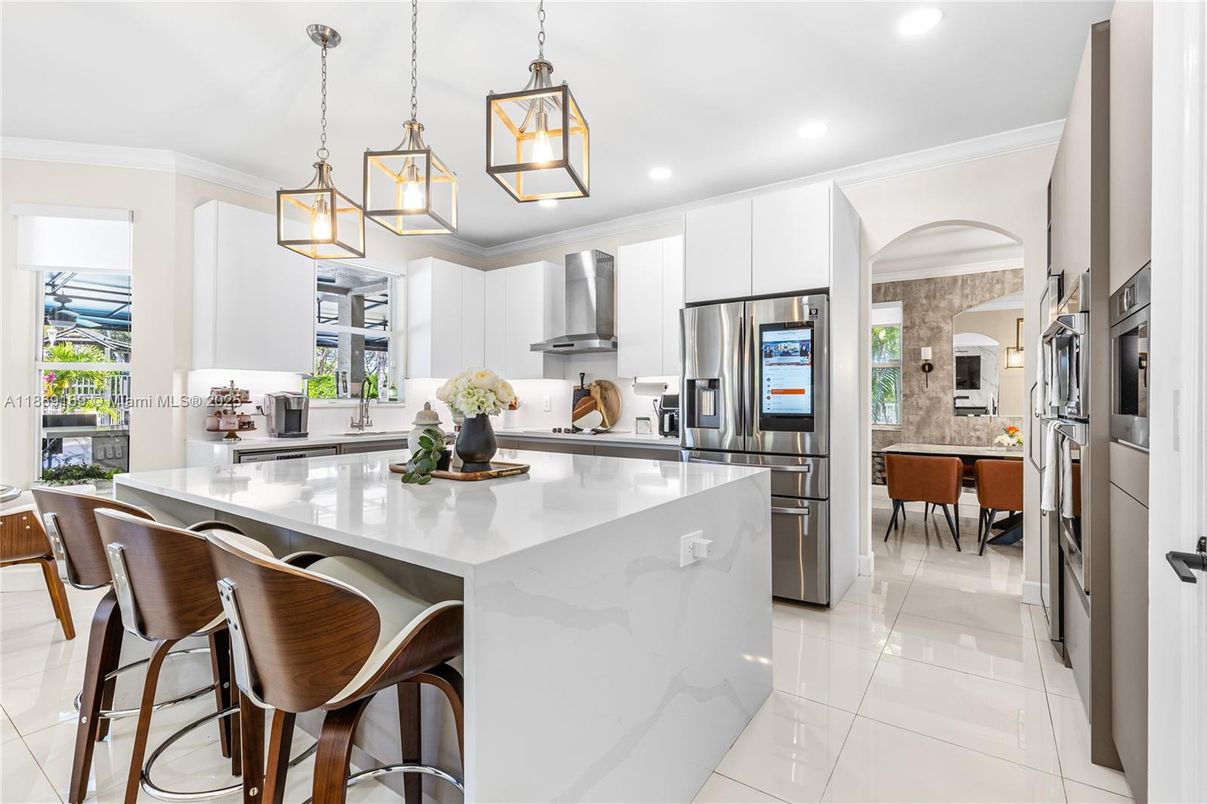 Interior, Kitchen, Pendant Lights, Recessed Lighting, Stainless Steel Appliances