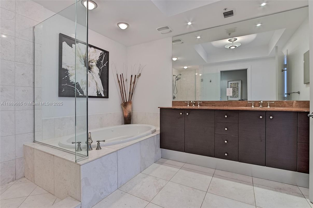 Bathroom, Dual Sink Vanities, Glass Shower, Interior, Recessed Lighting