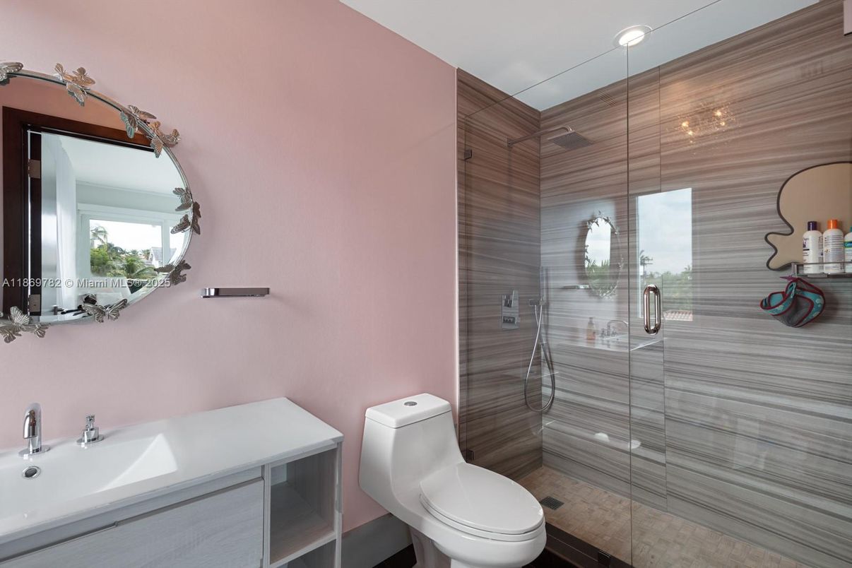 Bathroom, Glass Shower, Interior, Recessed Lighting