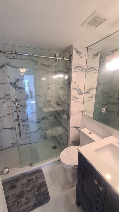 Bathroom, Glass Shower, Interior, Marble Walls