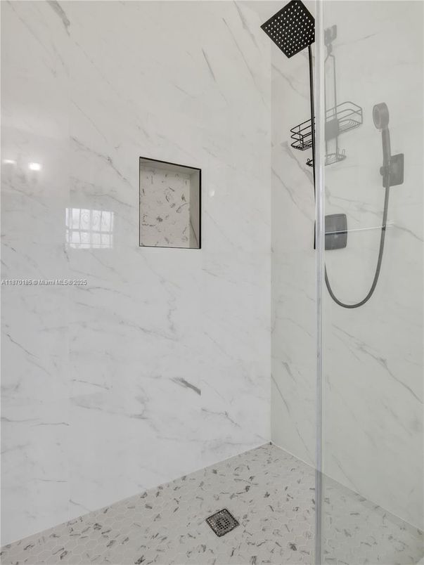 Bathroom, Glass Shower, Interior, Marble Walls