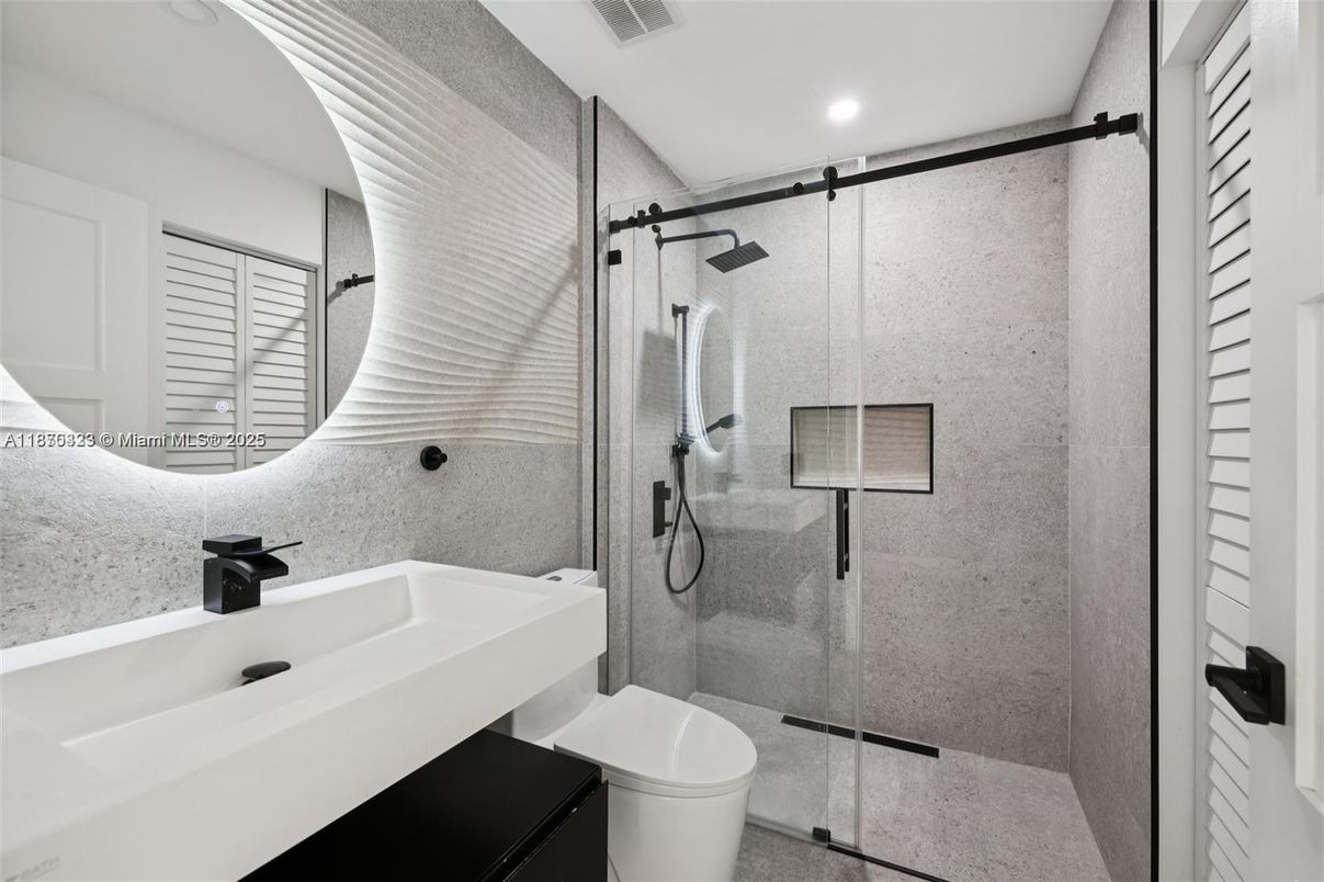 Bathroom, Glass Shower, Interior, Recessed Lighting