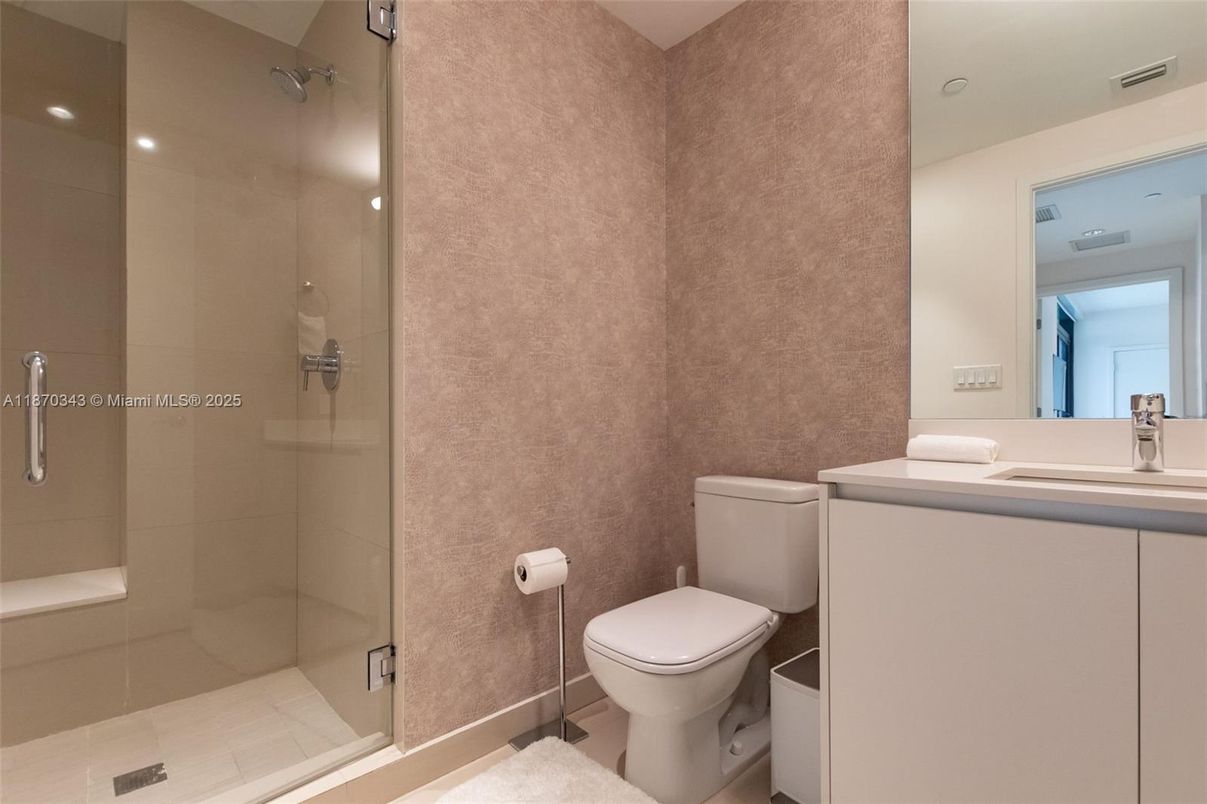 Bathroom, Glass Shower, Interior, Recessed Lighting