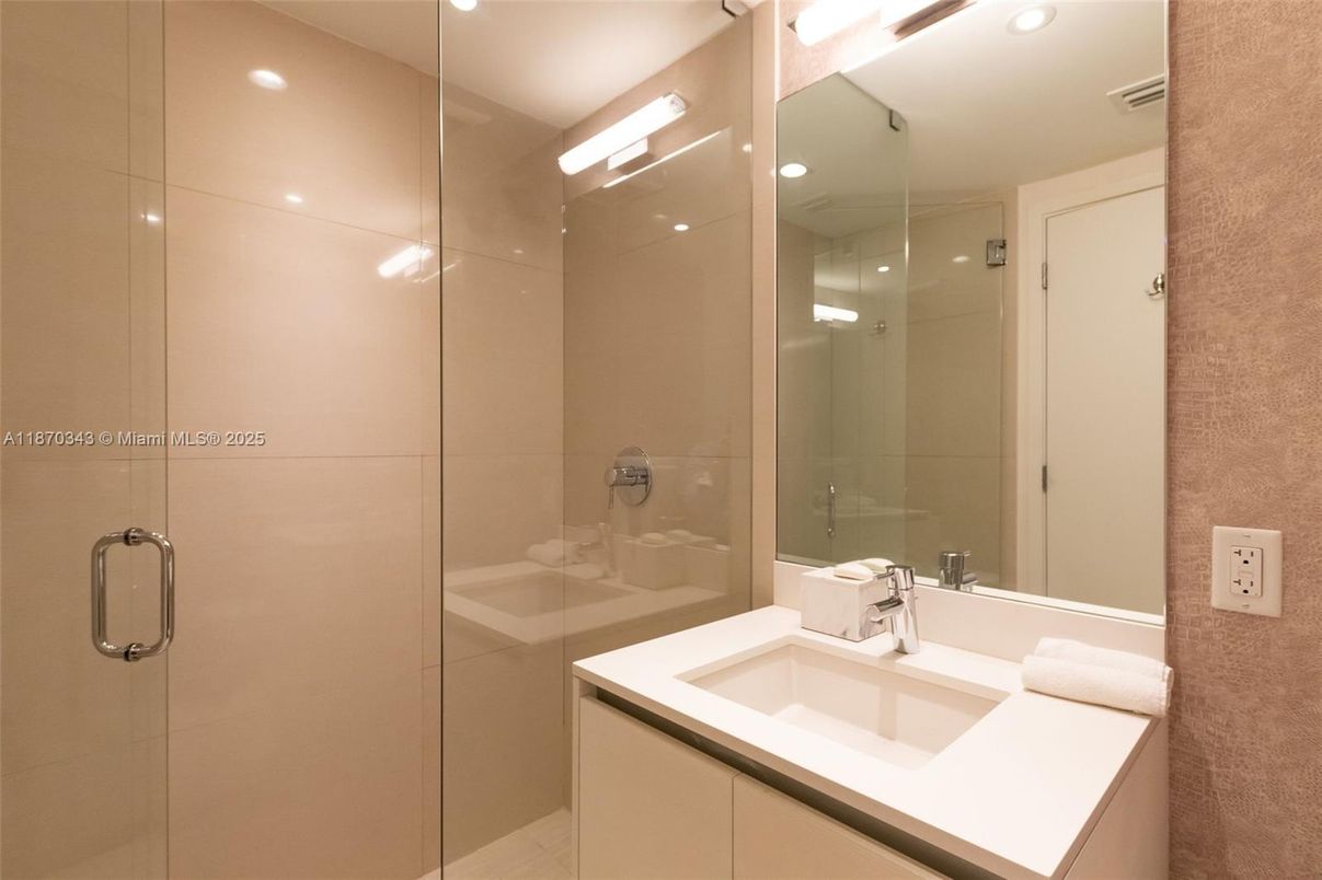 Bathroom, Glass Shower, Interior, Recessed Lighting
