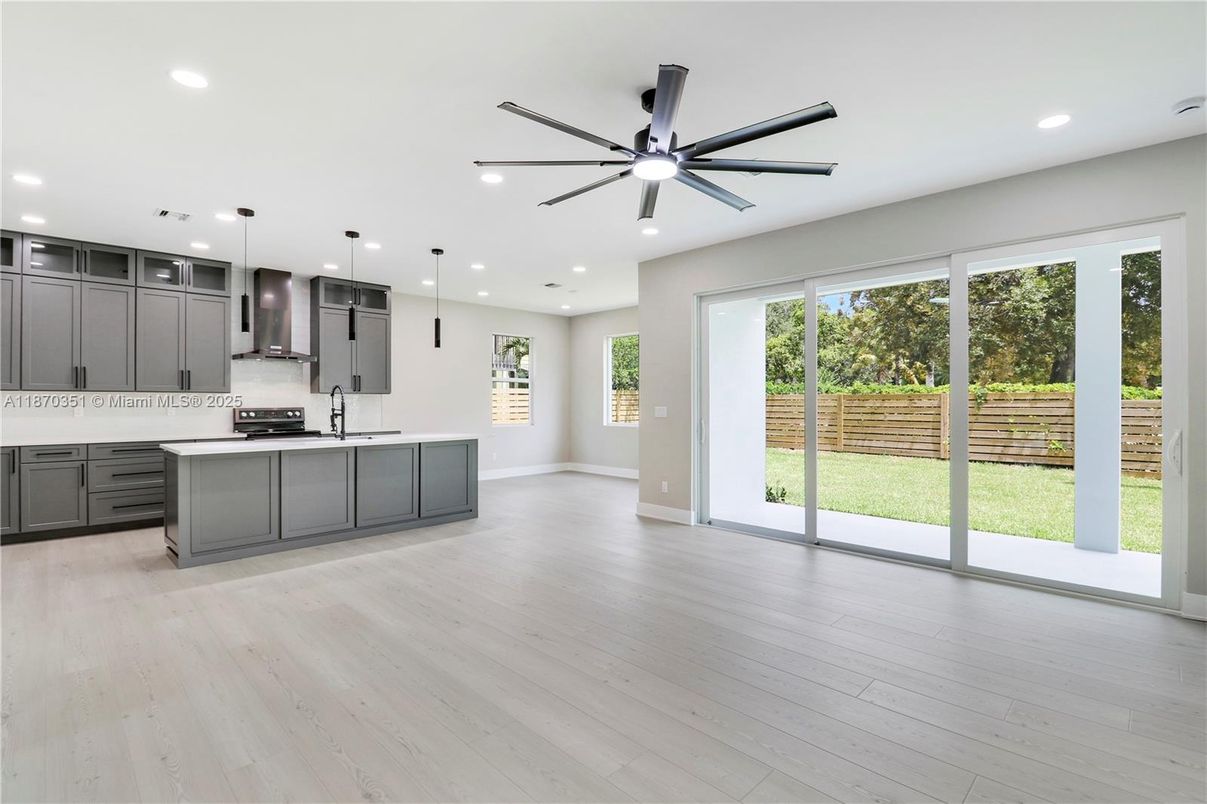 Interior, Kitchen, Pendant Lights, Recessed Lighting, Wood Texture Flooring