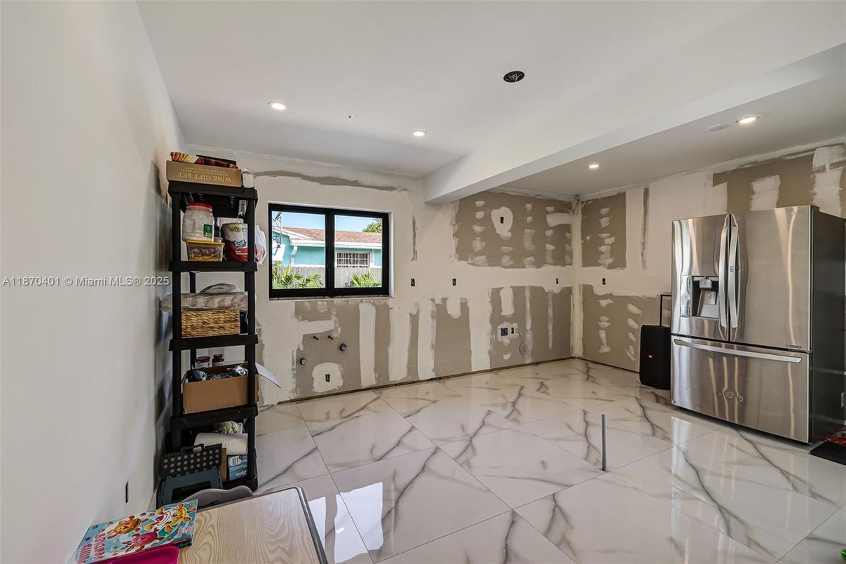 Interior, Kitchen, Marble, Recessed Lighting, Stainless Steel Appliances