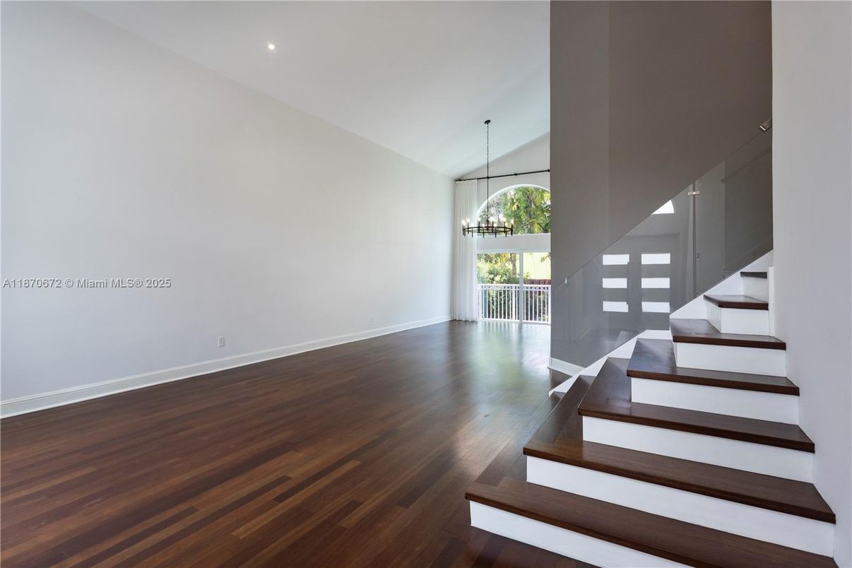 Empty room, Interior, Pendant Lights, Recessed Lighting, Wood Texture Flooring