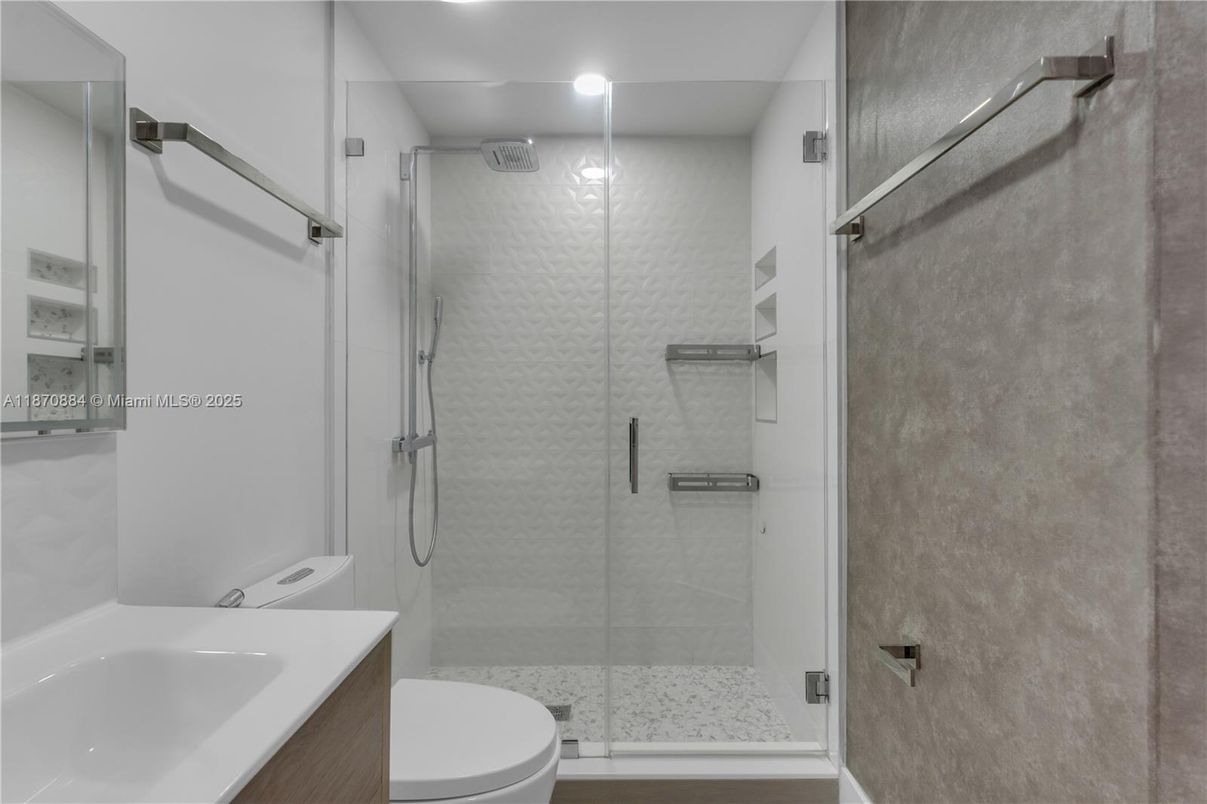 Bathroom, Glass Shower, Interior, Recessed Lighting