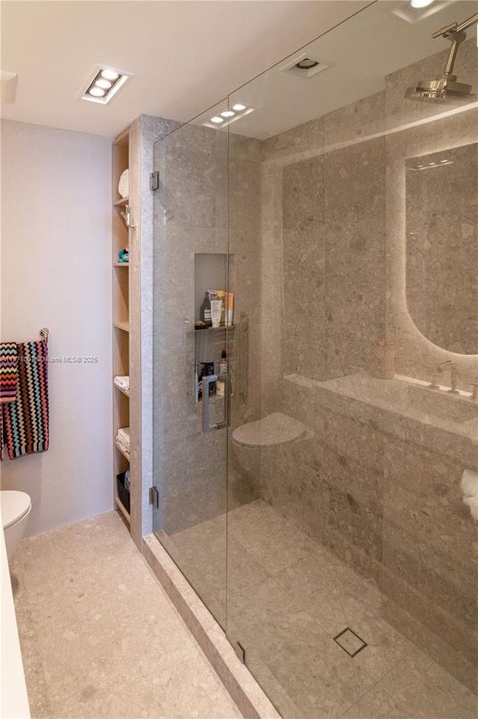 Bathroom, Glass Shower, Interior, Recessed Lighting