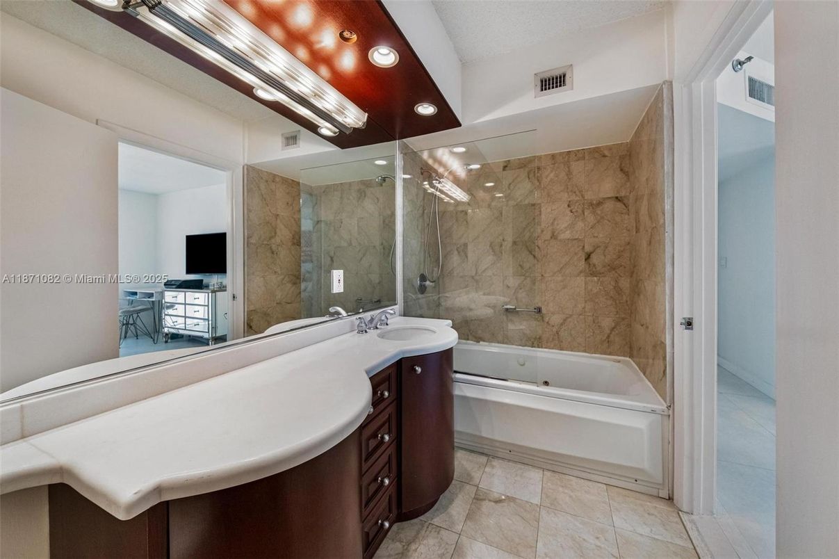 Bathroom, Interior, Marble Walls, Recessed Lighting