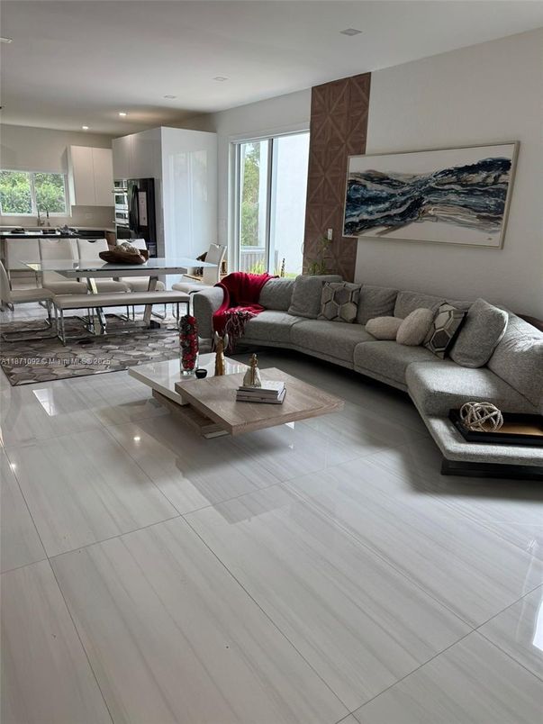 Dining room, Interior, Kitchen, Living room, Recessed Lighting