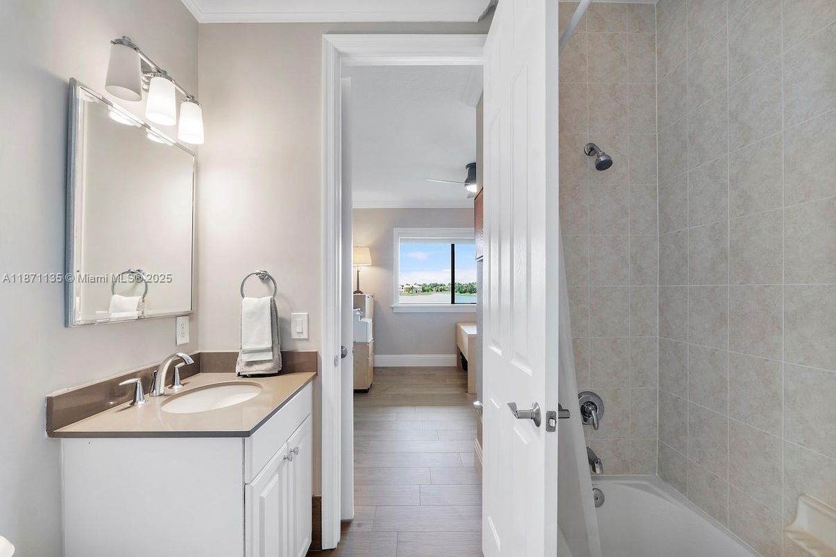 Bathroom, Dual Sink Vanities, Interior, Wood Texture Flooring