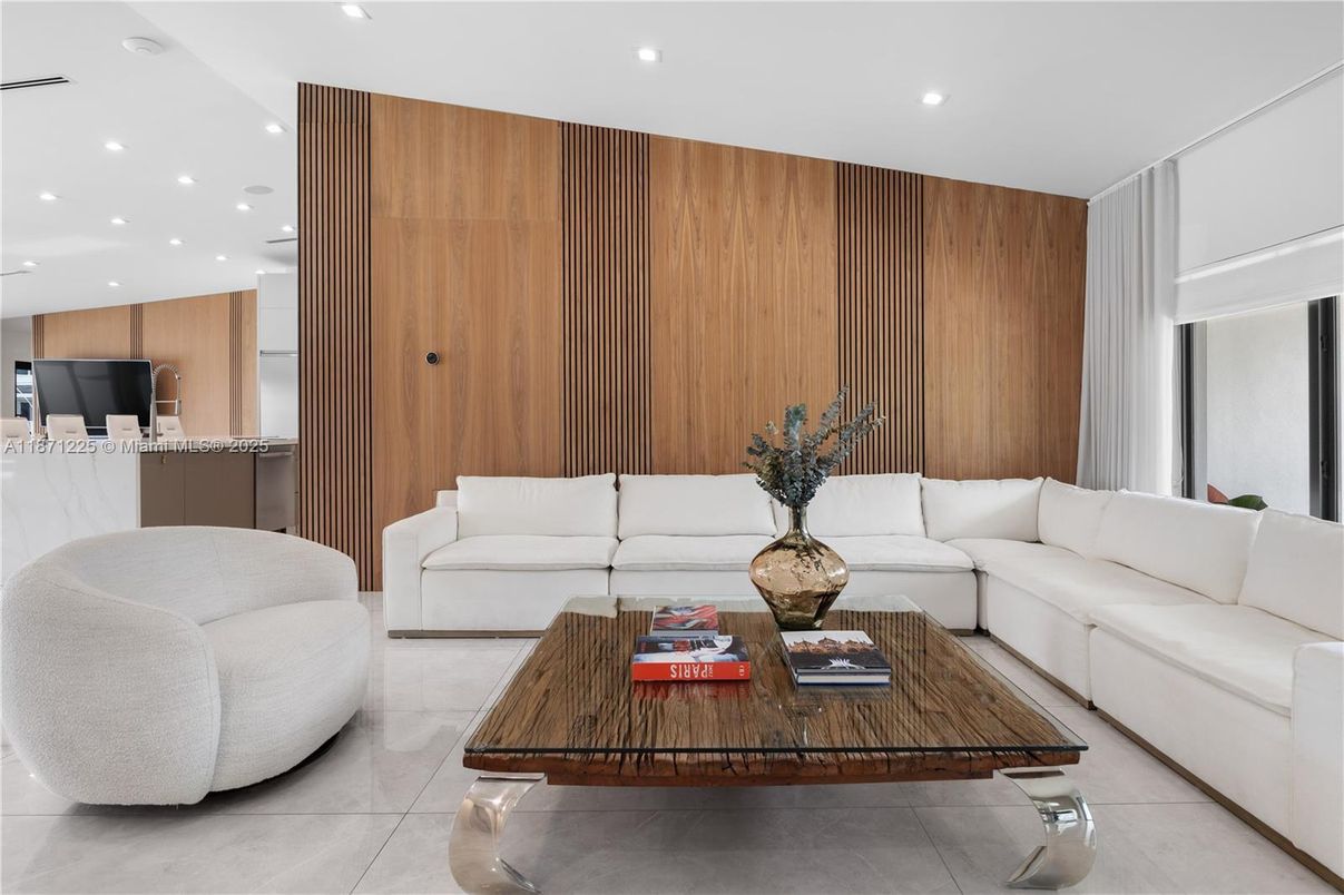 Interior, Living room, Recessed Lighting, Wooden Walls
