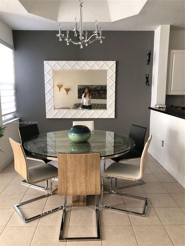 Chandelier, Dining room, Fireplace, Interior