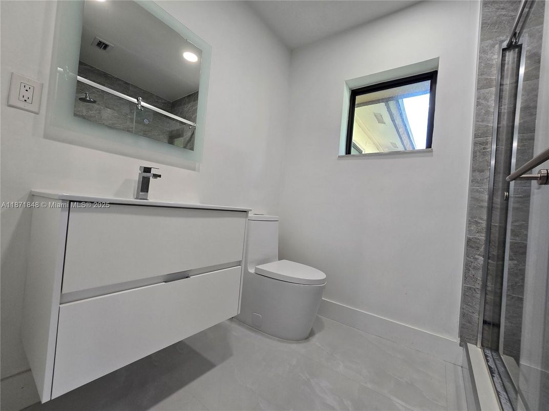 Bathroom, Glass Shower, Interior, Recessed Lighting