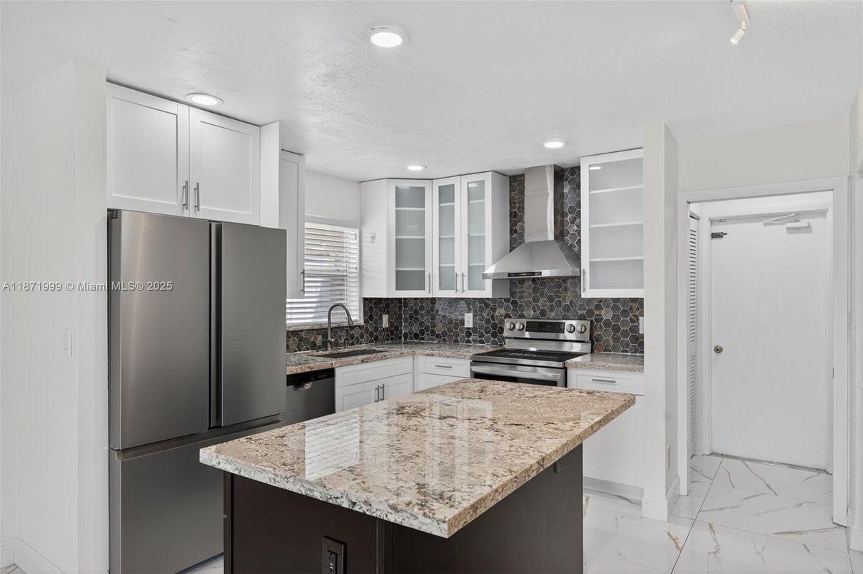 Interior, Kitchen, Marble, Recessed Lighting, Stainless Steel Appliances