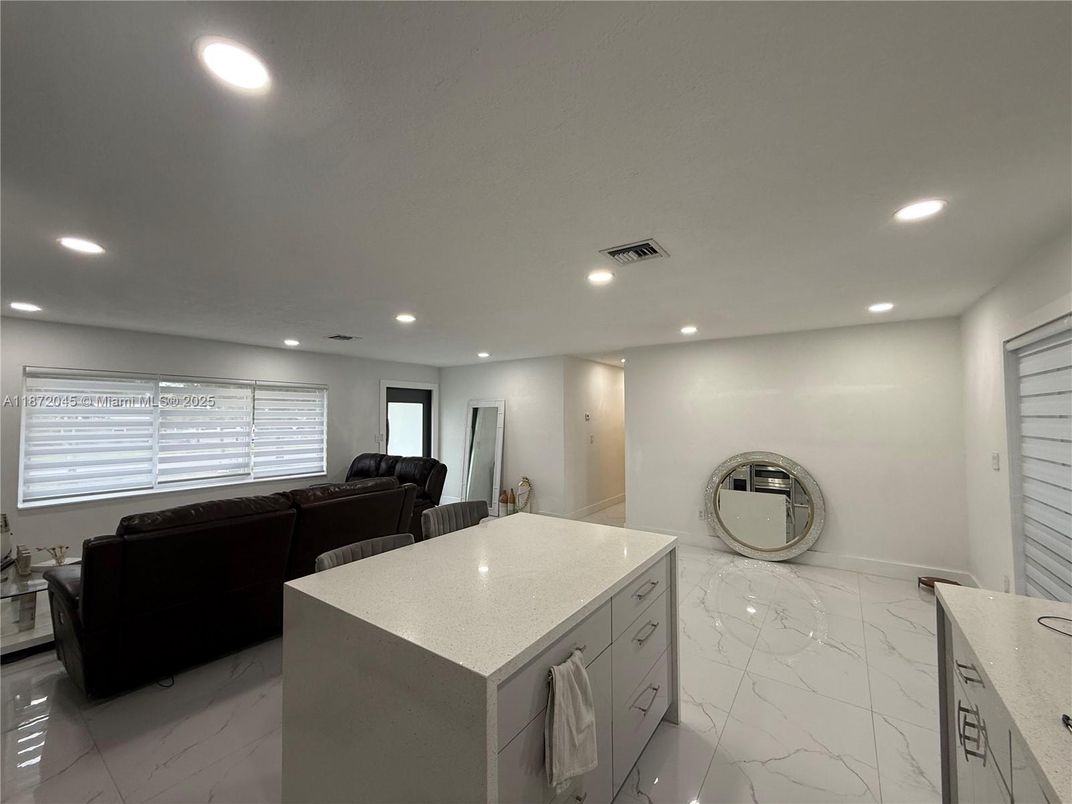 Interior, Kitchen, Living room, Marble, Recessed Lighting
