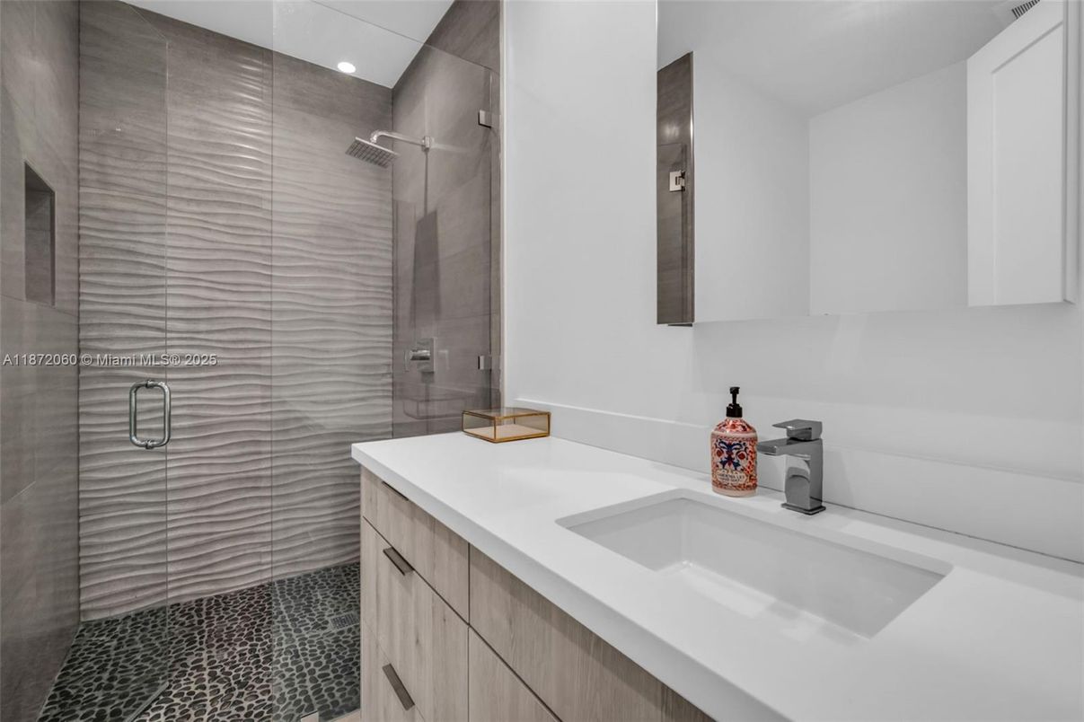 Bathroom, Glass Shower, Interior, Recessed Lighting