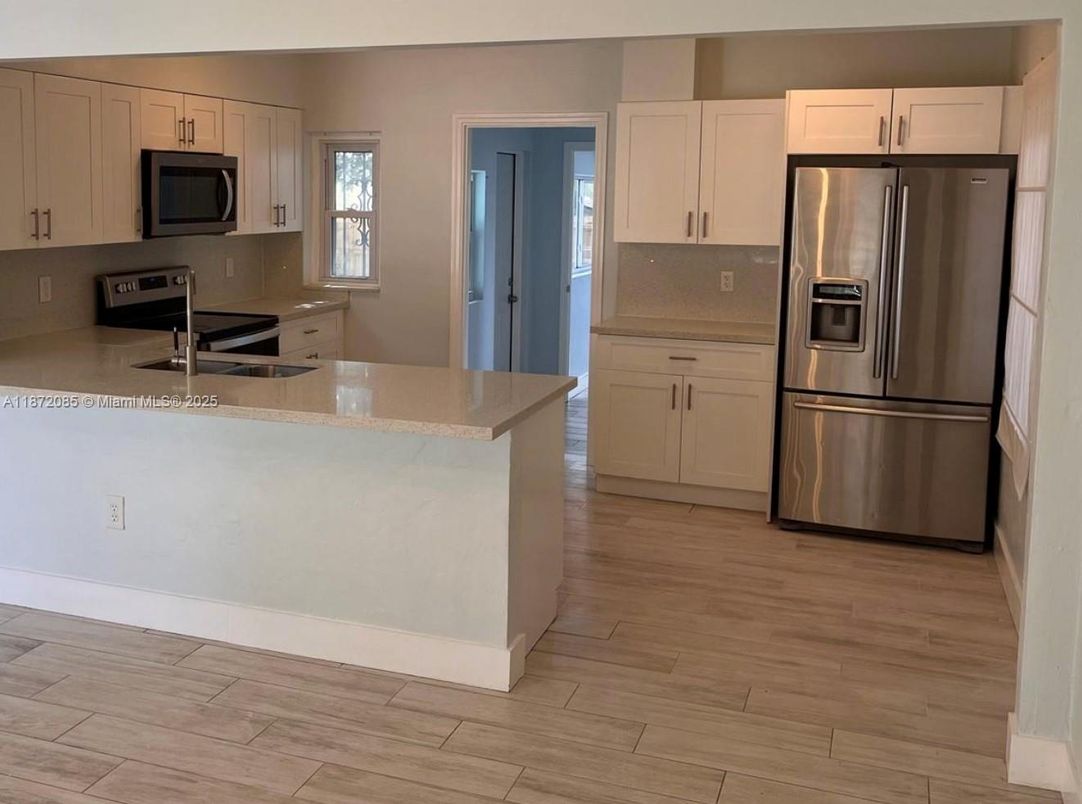 Interior, Kitchen, Stainless Steel Appliances, Wood Texture Flooring