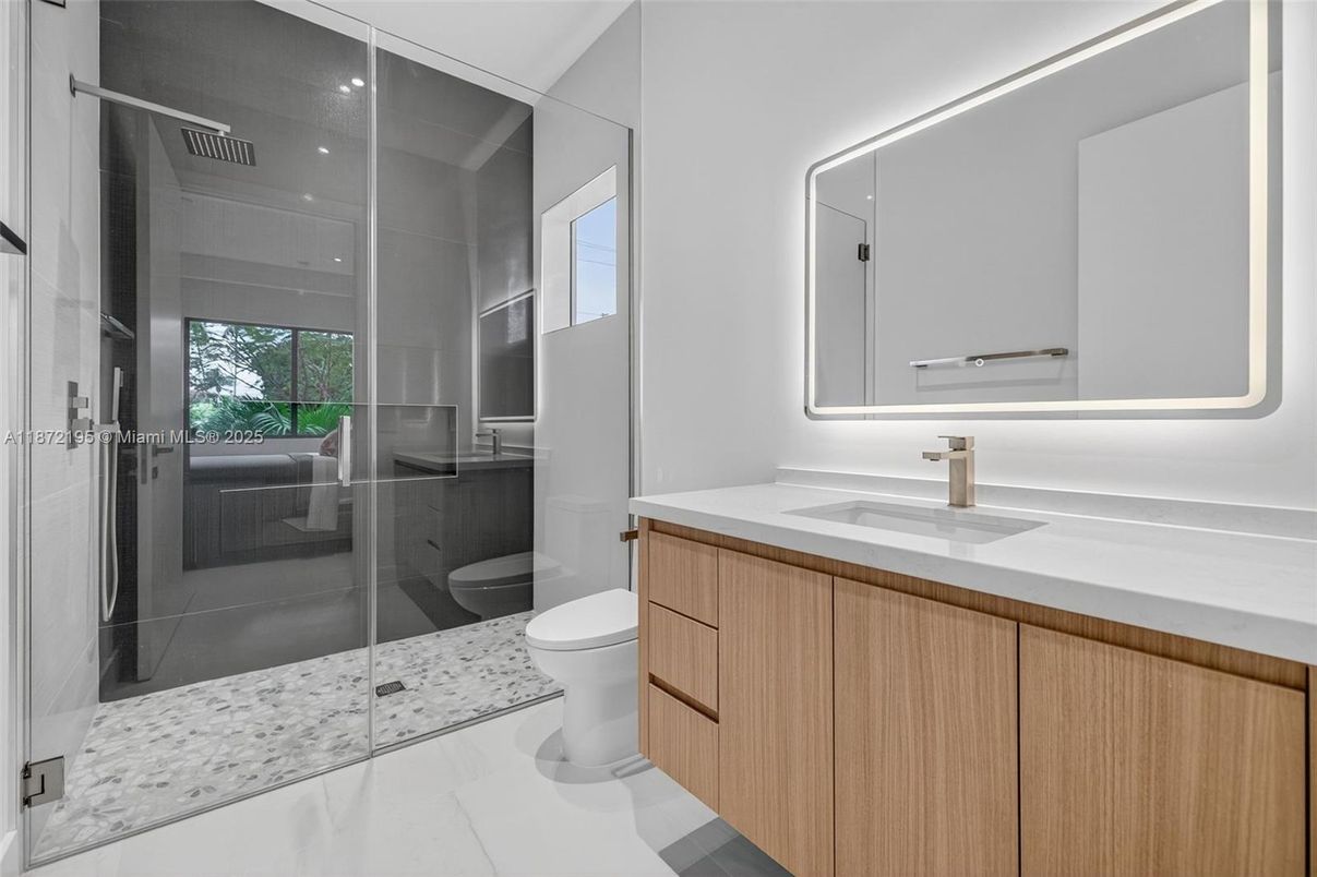 Bathroom, Glass Shower, Interior, Recessed Lighting