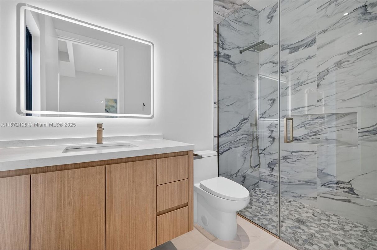 Bathroom, Glass Shower, Interior, Marble Walls