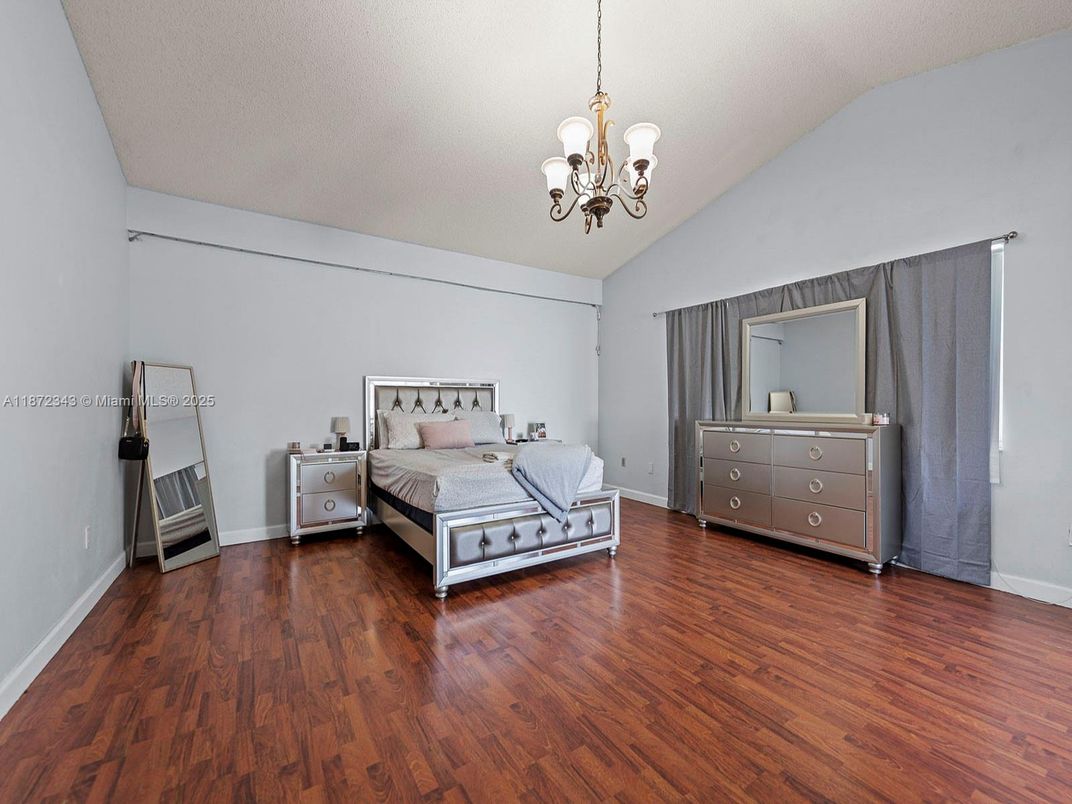 Bedroom, Chandelier, Interior, Wood Texture Flooring