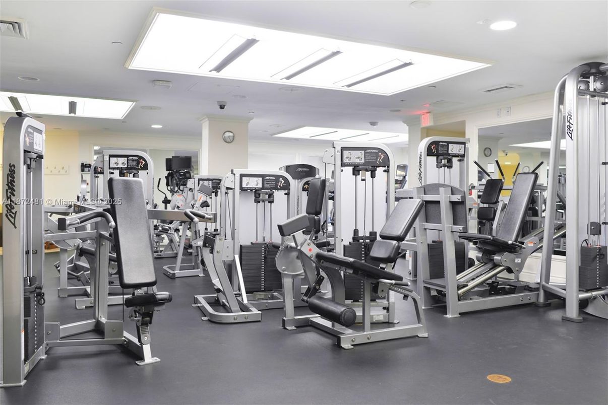 Fitness Equipment, Gym, Interior, Recessed Lighting