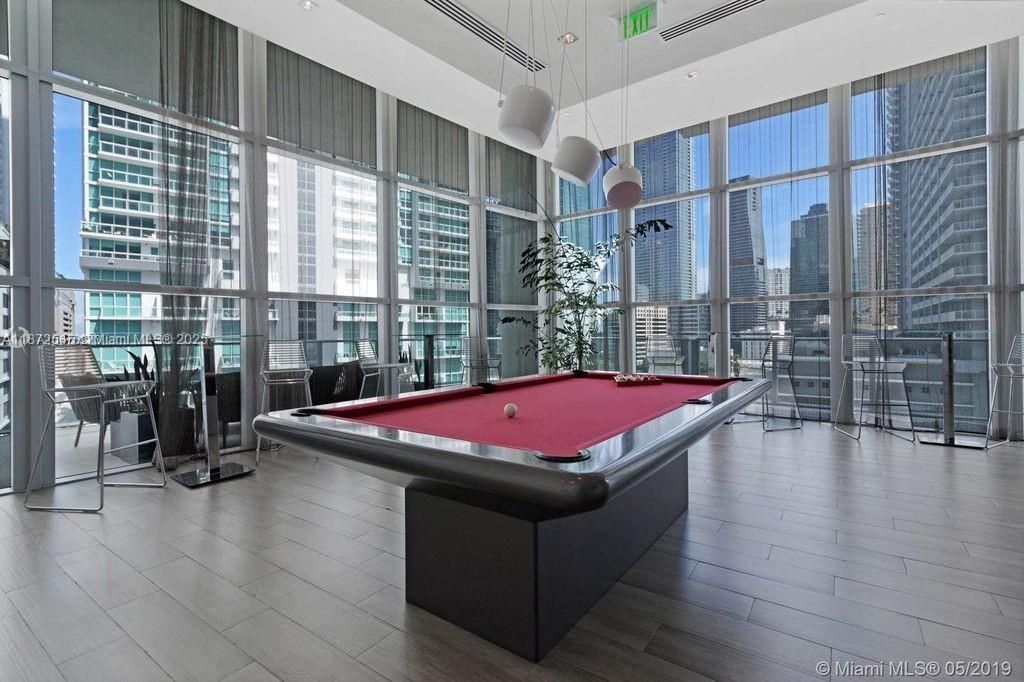 Billiard Table, Game Room, Interior, Pendant Lights, Wood Texture Flooring