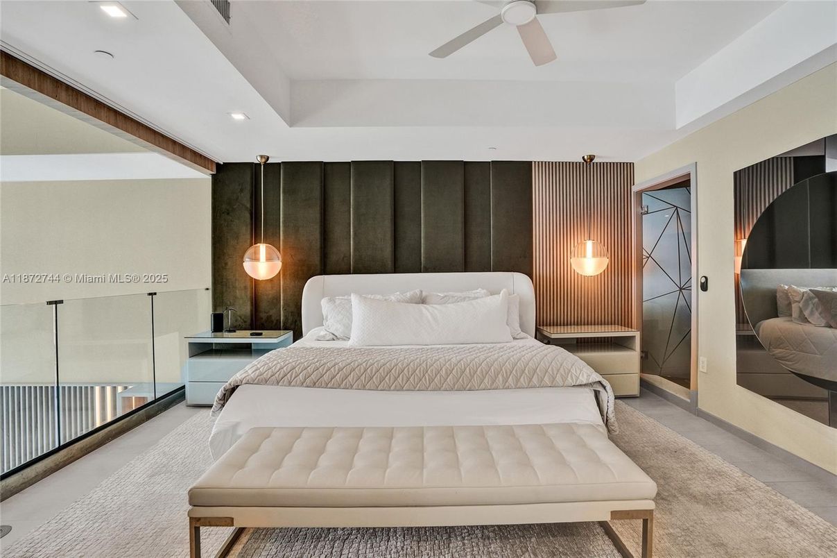 Bedroom, Interior, Pendant Lights, Recessed Lighting