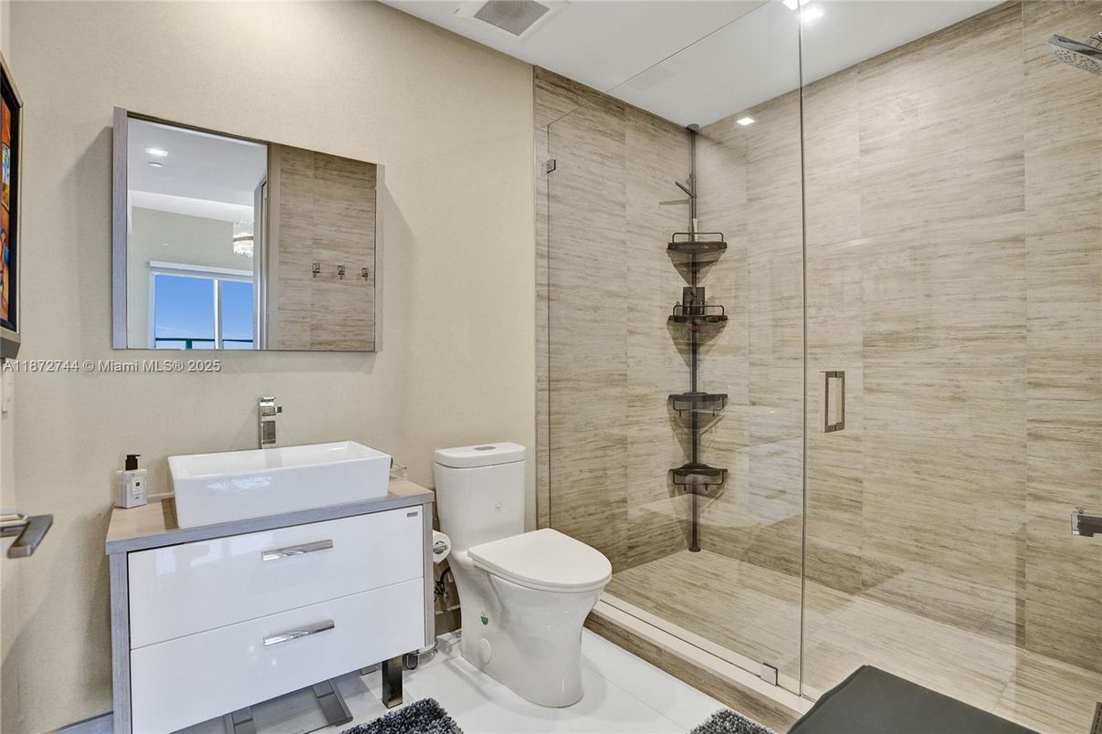 Bathroom, Glass Shower, Interior, Recessed Lighting