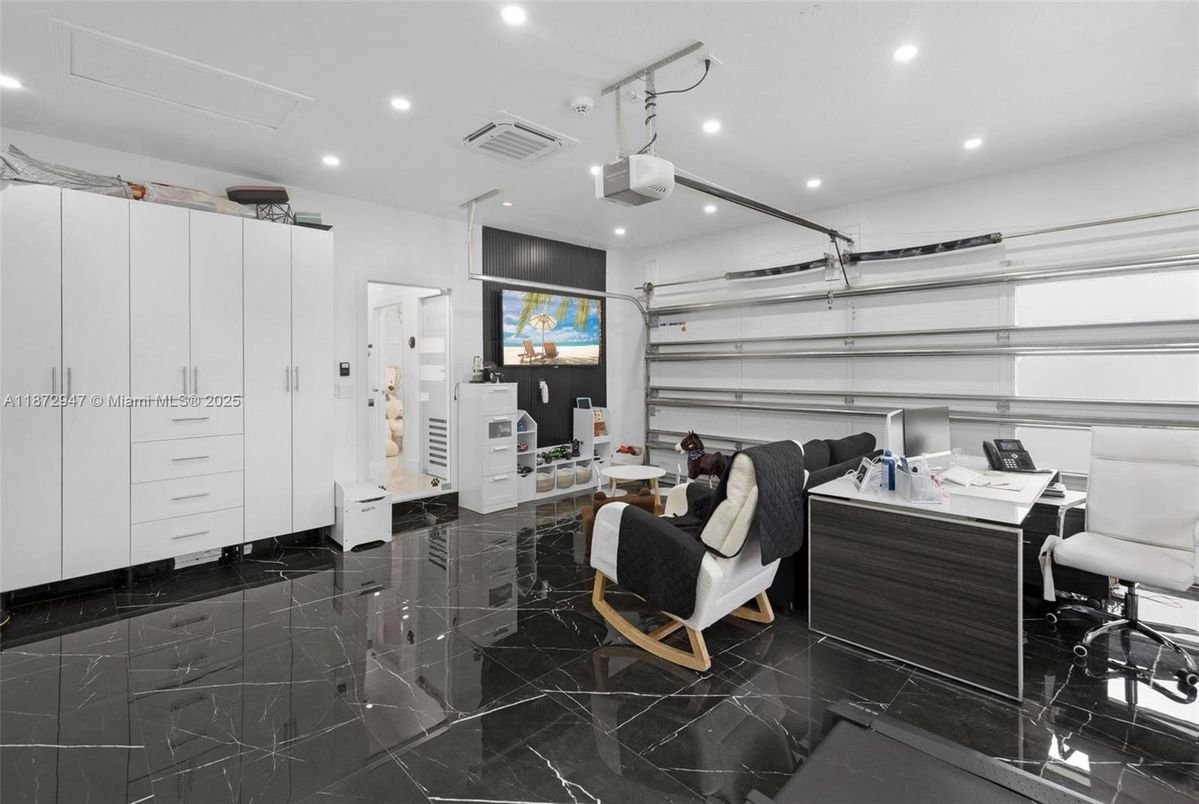 Garage, Home Office, Interior, Marble, Recessed Lighting